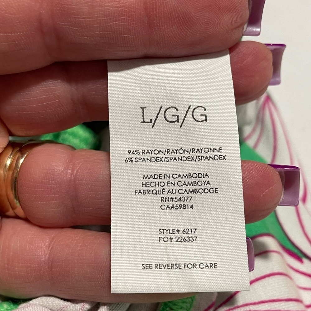 CAbi Weekend Dress #6217 Sz Large Green Tiered Midi Tank Dress Pink White Floral - Picture 9 of 11
